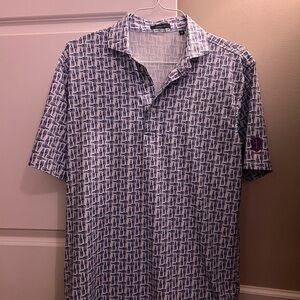 Navy Patterned Polo Shirt